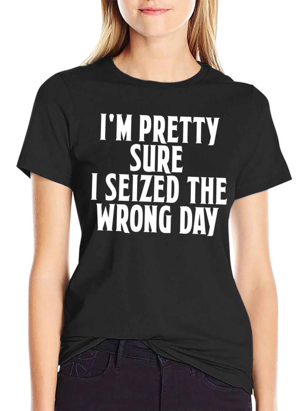 Funny Seized Wrong Day Black T-Shirt