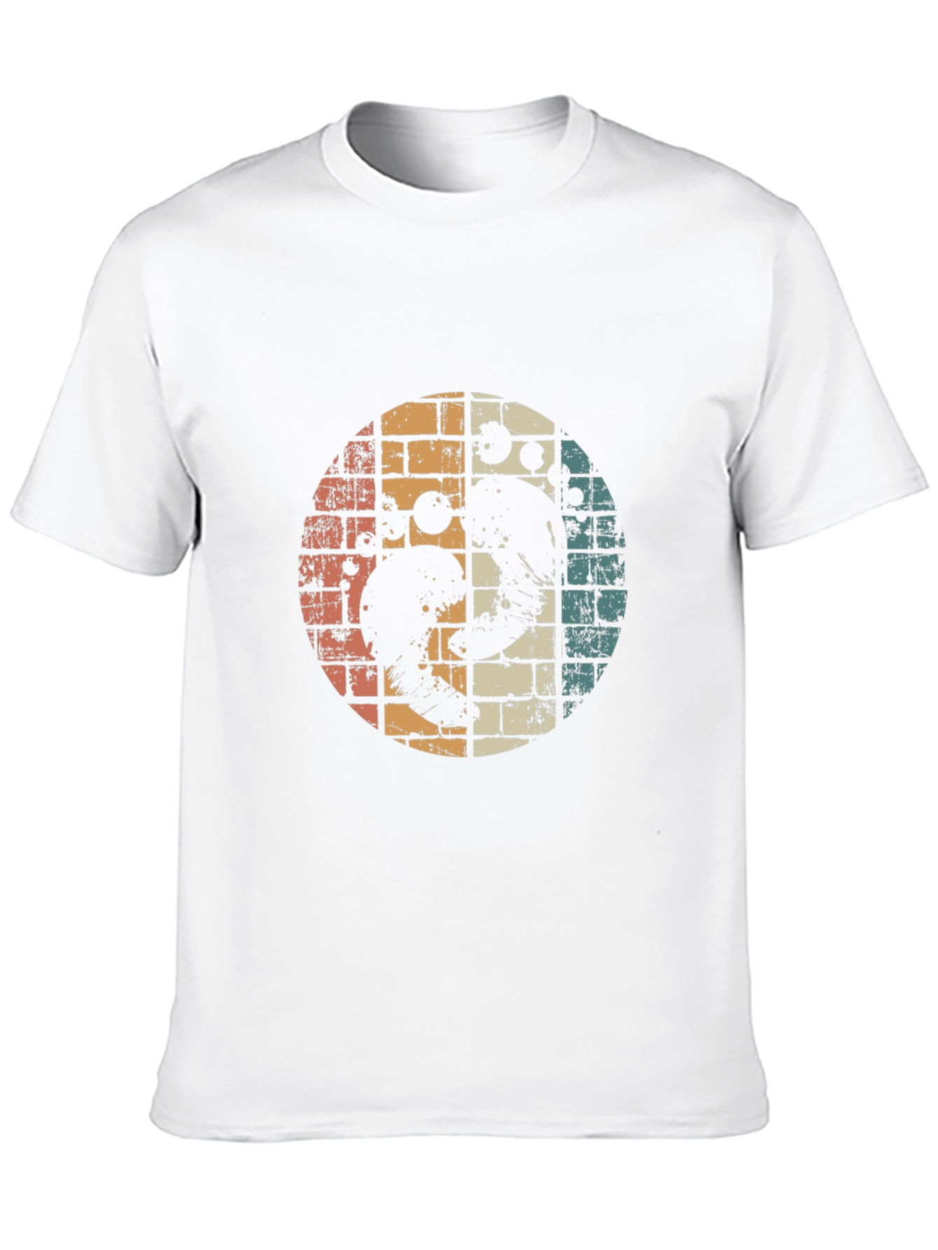 Retro Yin Yang Ocean Wave Graphic Tee - Black