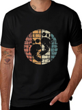 Retro Yin Yang Ocean Wave Graphic Tee - Black