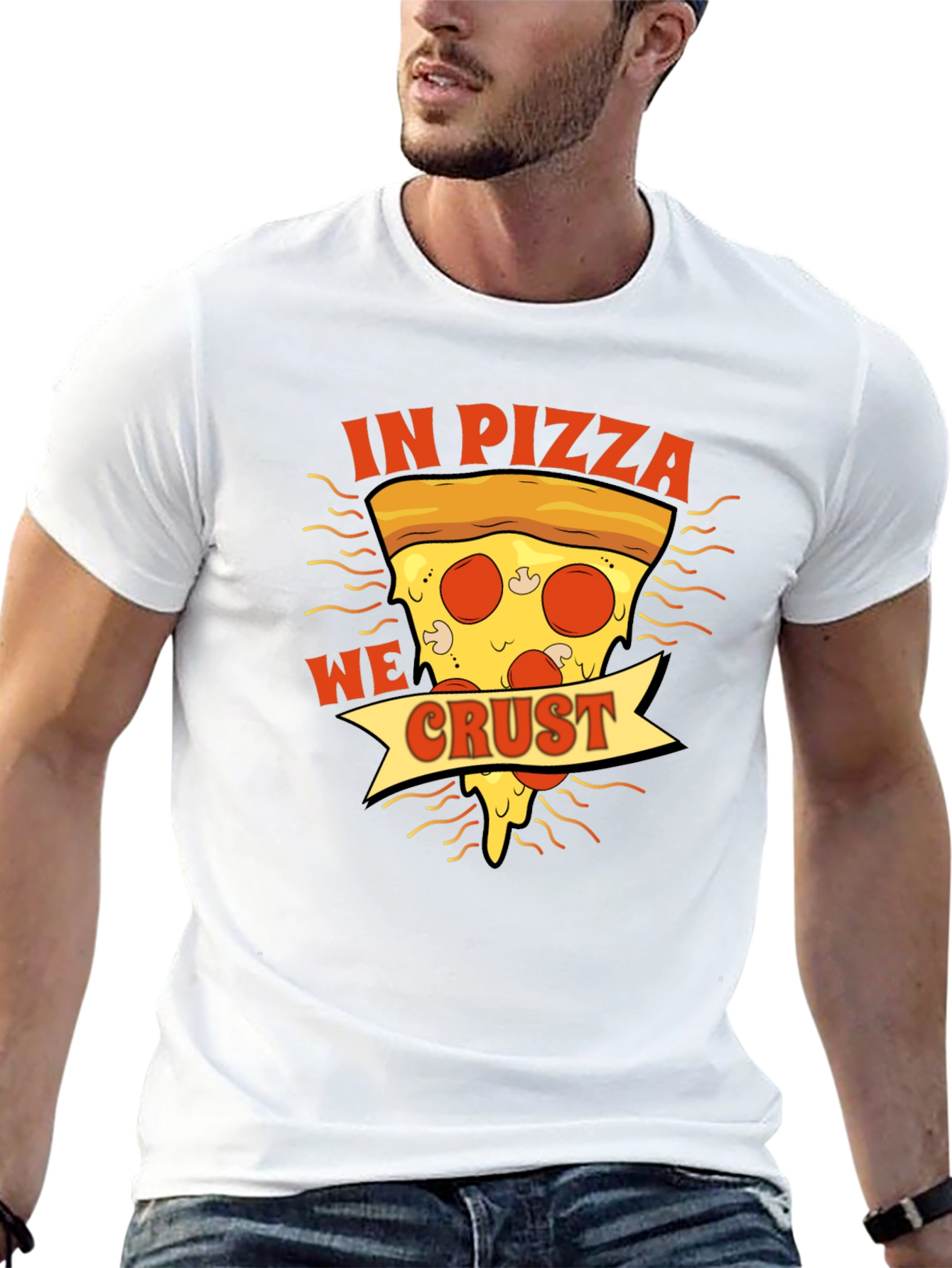In Pizza We Crust Black Graphic T-Shirt