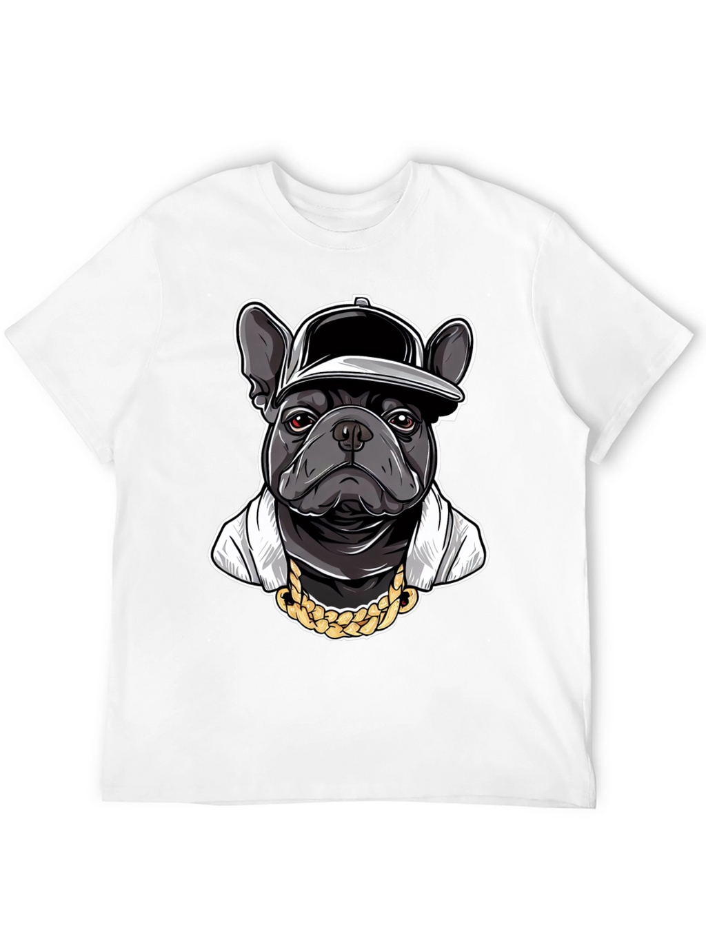 Cool Bulldog in Cap Graphic T-Shirt