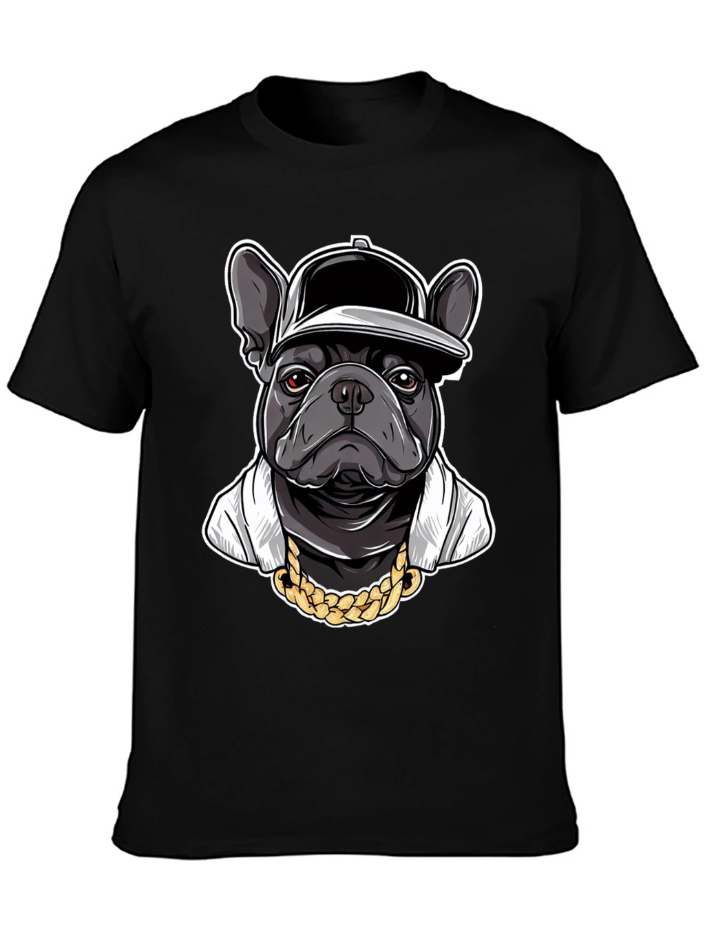 Cool Bulldog in Cap Graphic T-Shirt