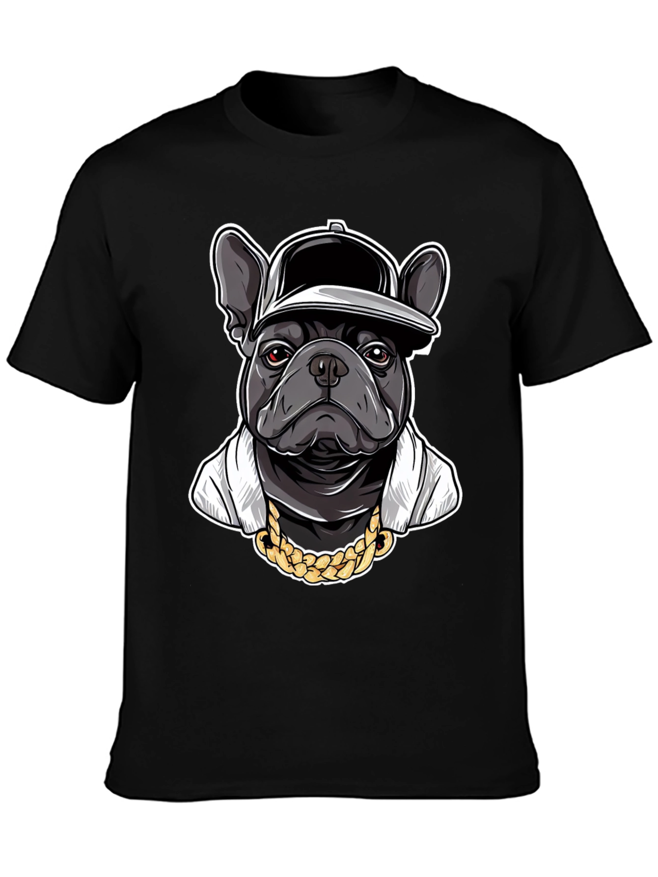 Cool Bulldog in Cap Graphic T-Shirt