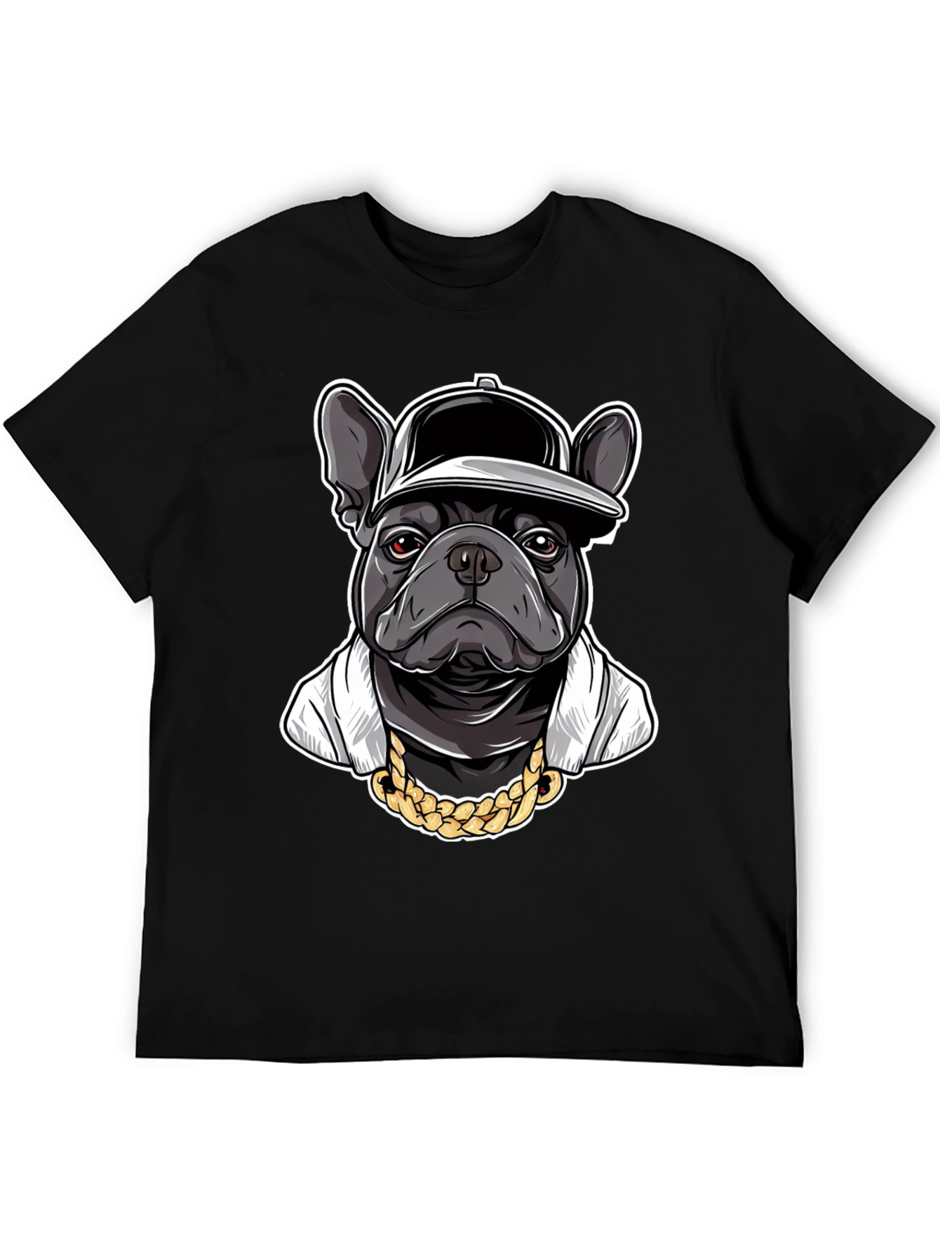 Cool Bulldog in Cap Graphic T-Shirt