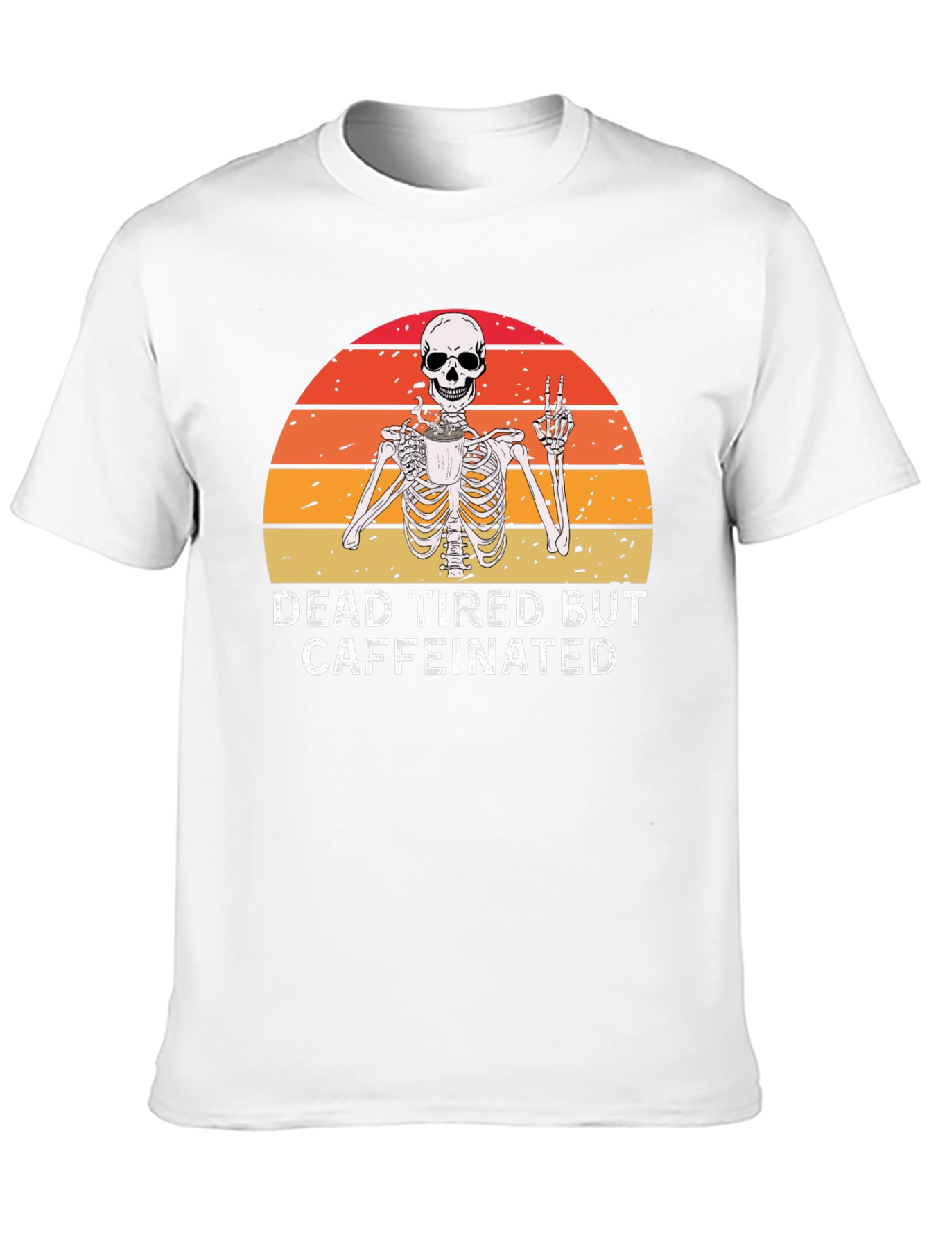 Dead Tired But Caffeinated Skeleton Graphic Tee