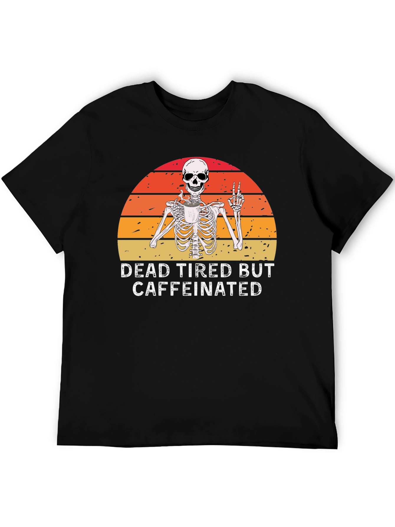 Dead Tired But Caffeinated Skeleton Graphic Tee