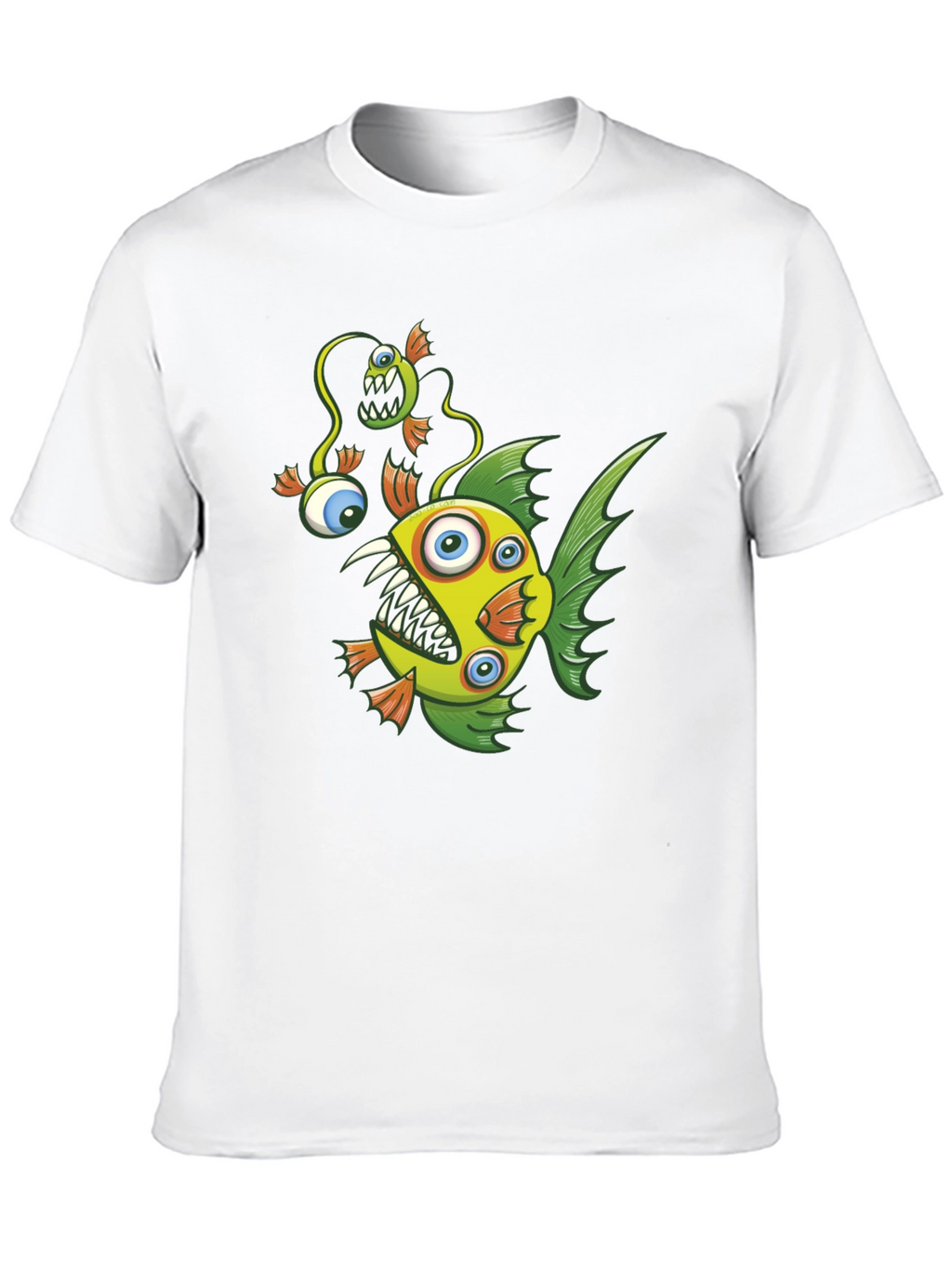 Crazy Fish Graphic Tee - Black Cotton T-Shirt