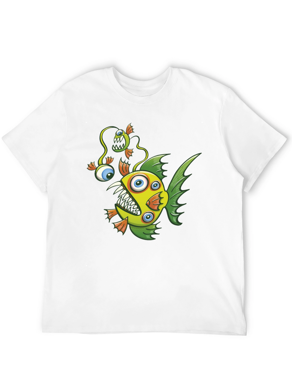 Crazy Fish Graphic Tee - Black Cotton T-Shirt