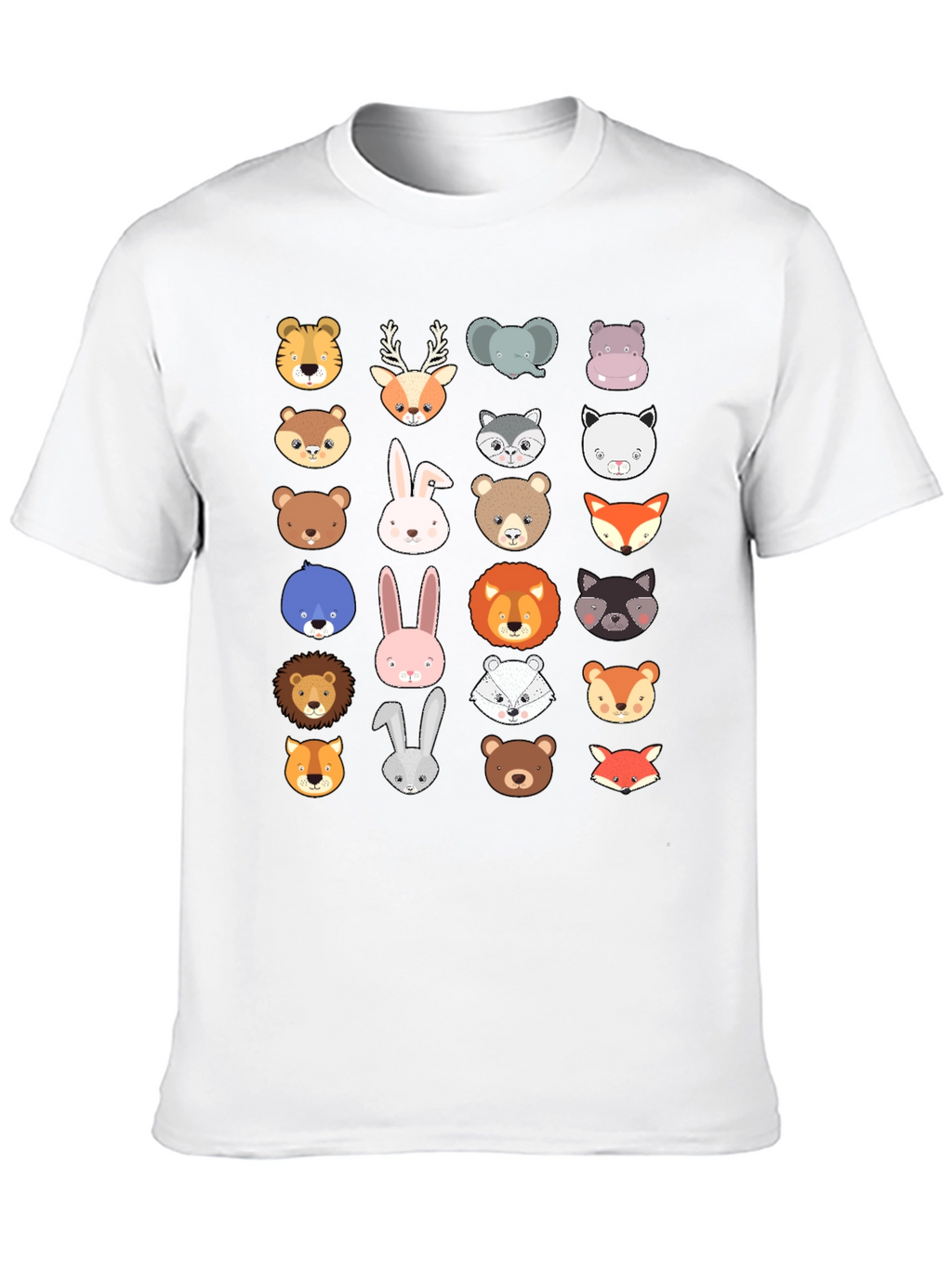 Animal Faces Graphic Print Crew Neck T-Shirt
