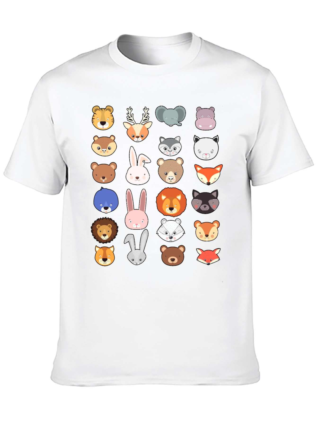 Animal Faces Graphic Print Crew Neck T-Shirt