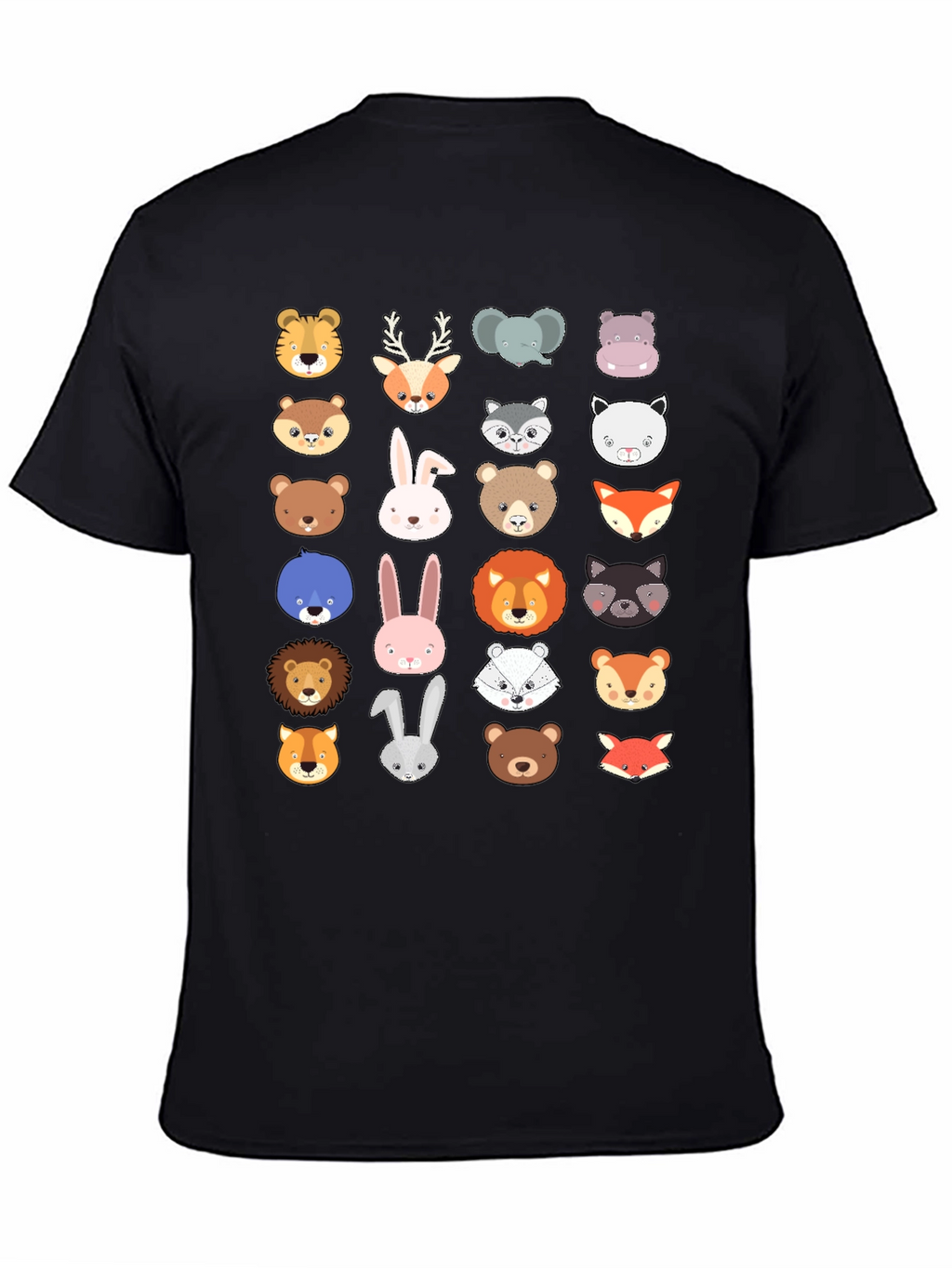 Animal Faces Graphic Print Crew Neck T-Shirt