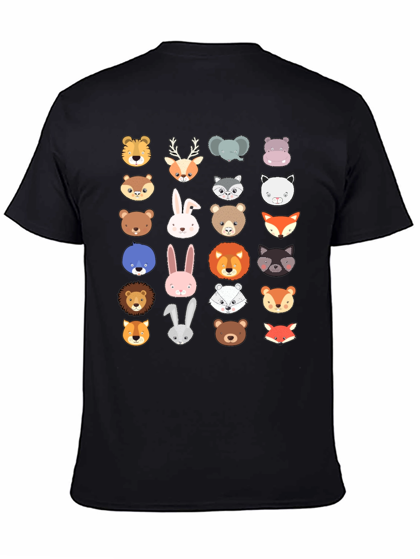 Animal Faces Graphic Print Crew Neck T-Shirt
