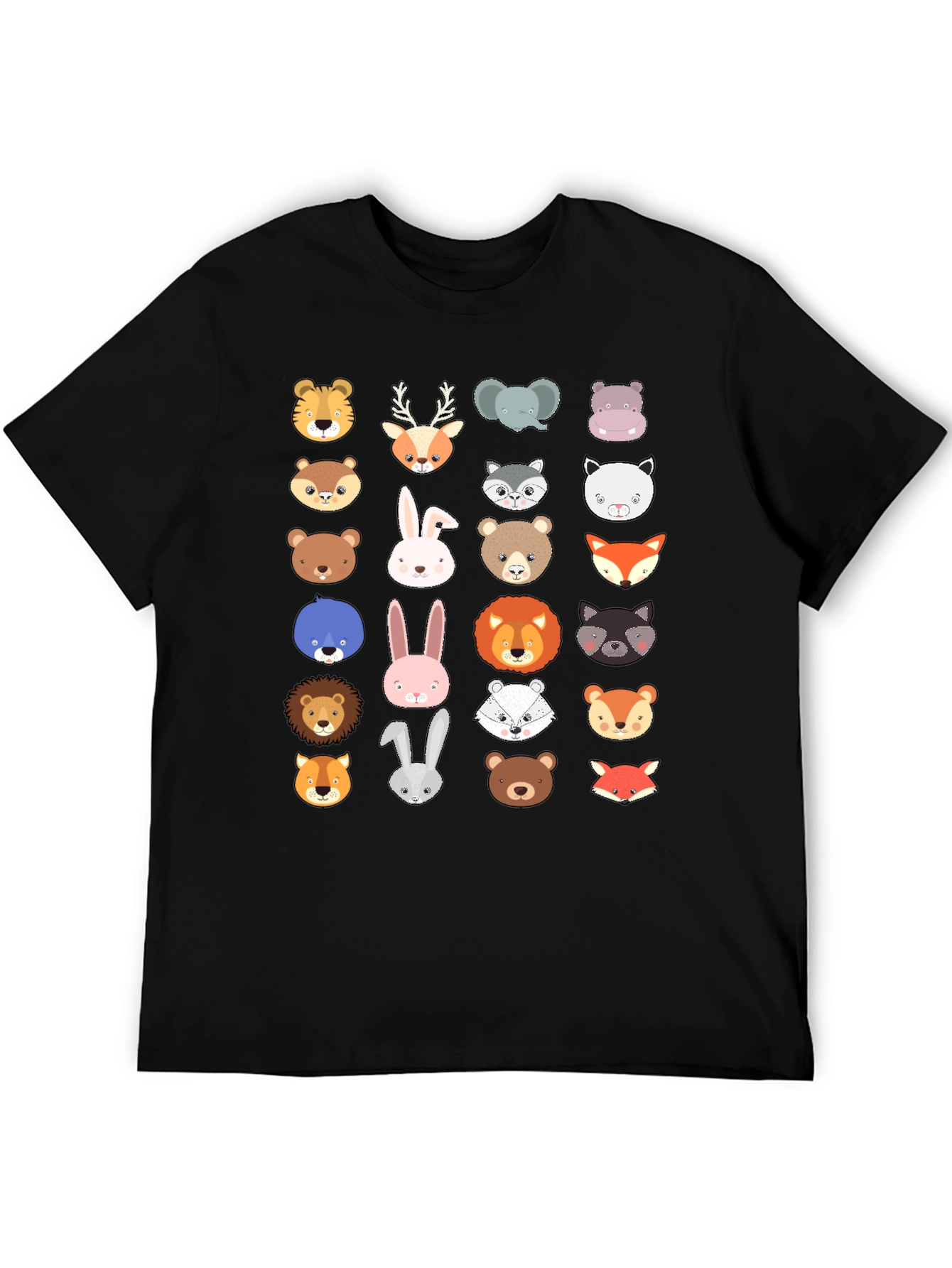 Animal Faces Graphic Print Crew Neck T-Shirt