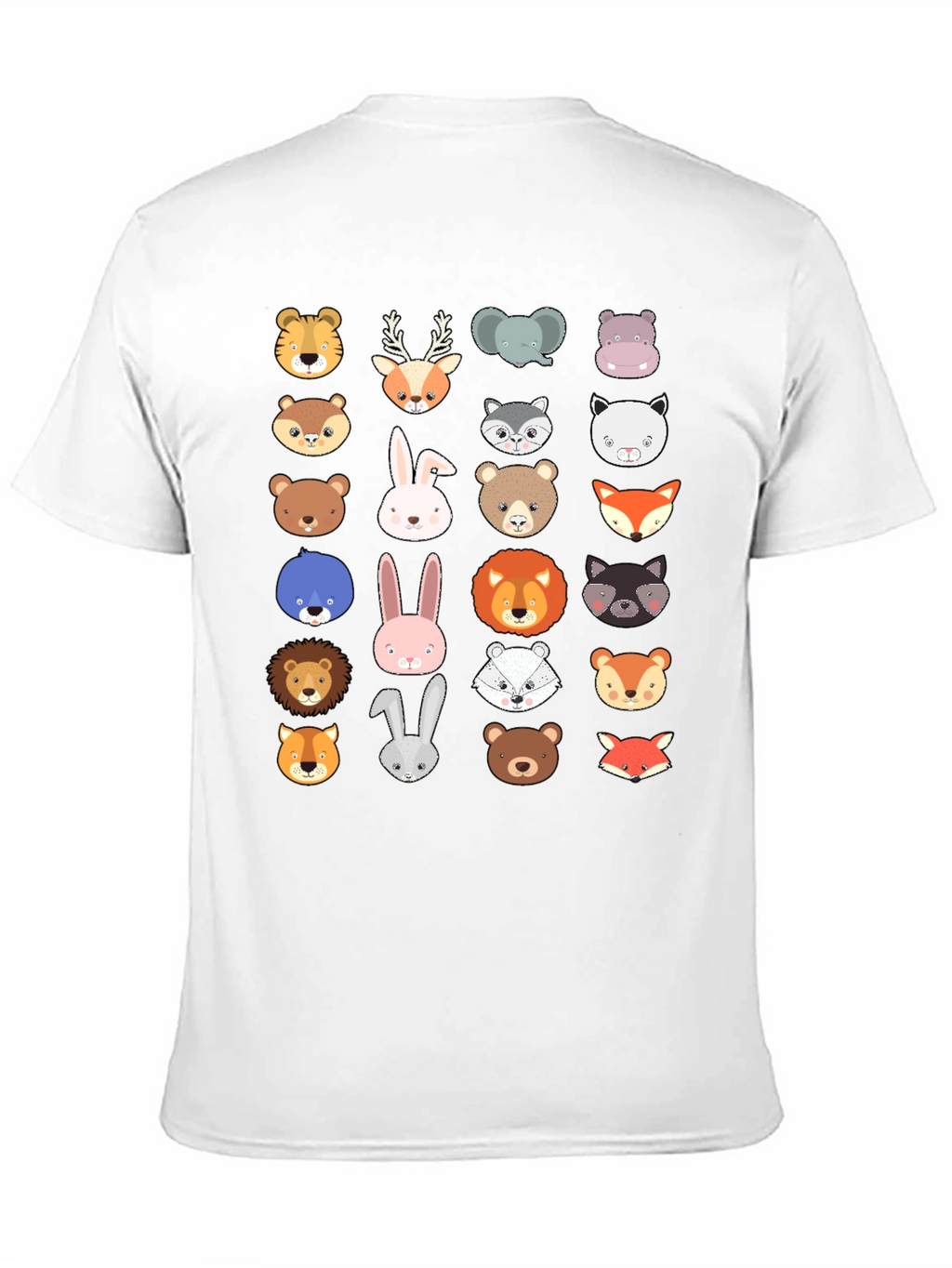 Animal Faces Graphic Print Crew Neck T-Shirt
