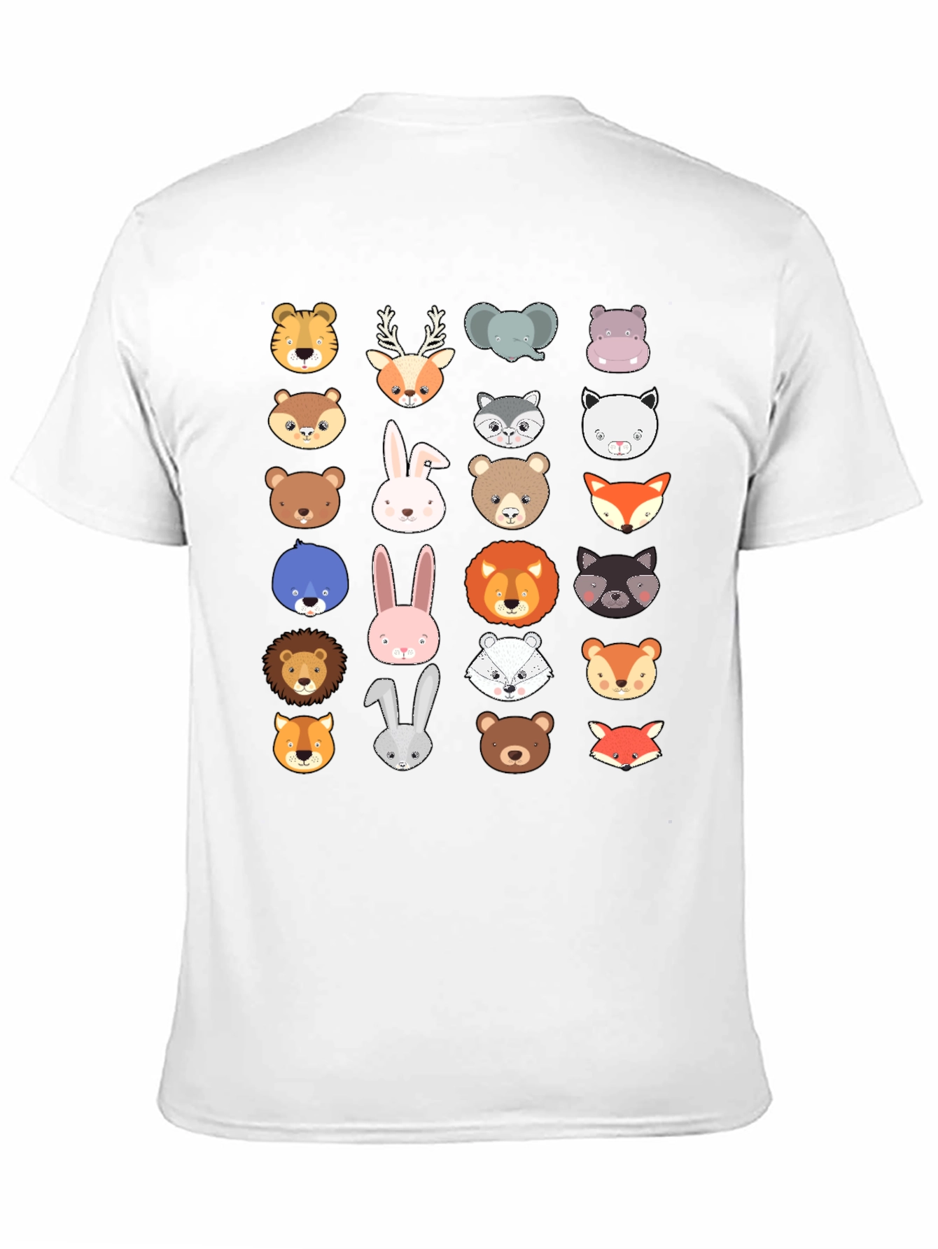 Animal Faces Graphic Print Crew Neck T-Shirt