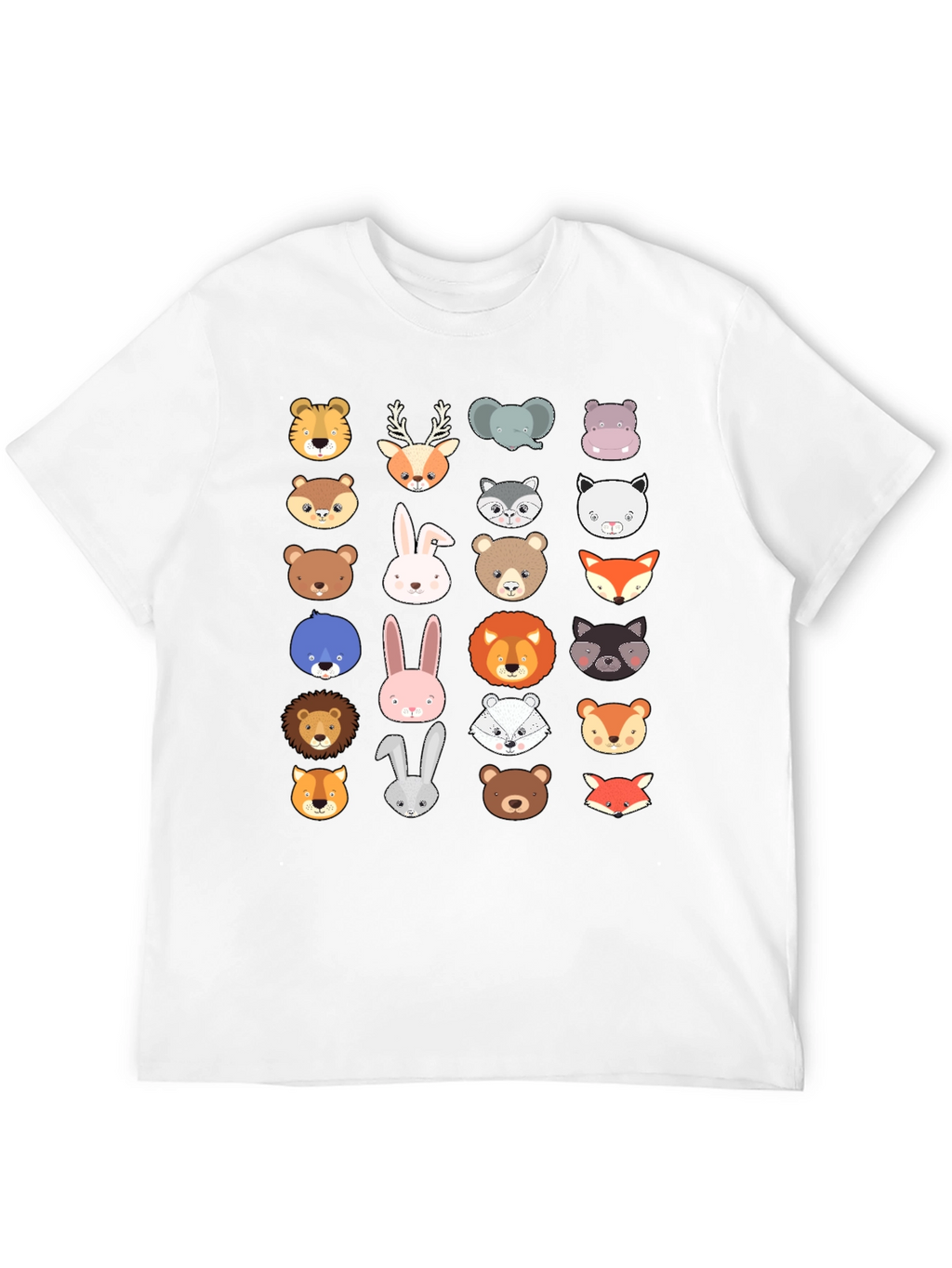 Animal Faces Graphic Print Crew Neck T-Shirt