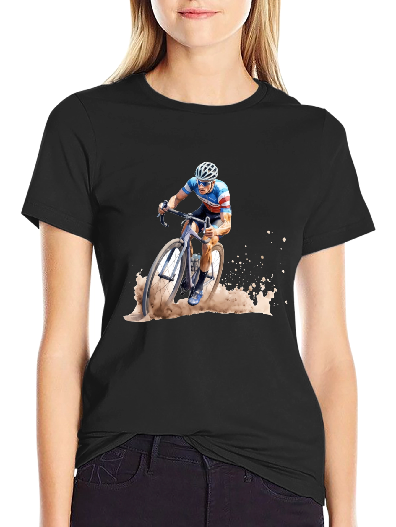 Cyclist Graphic Black Tee - Sporty Style