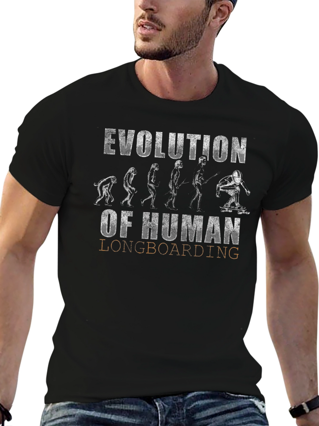 Evolution of Human Longboarding Graphic Tee