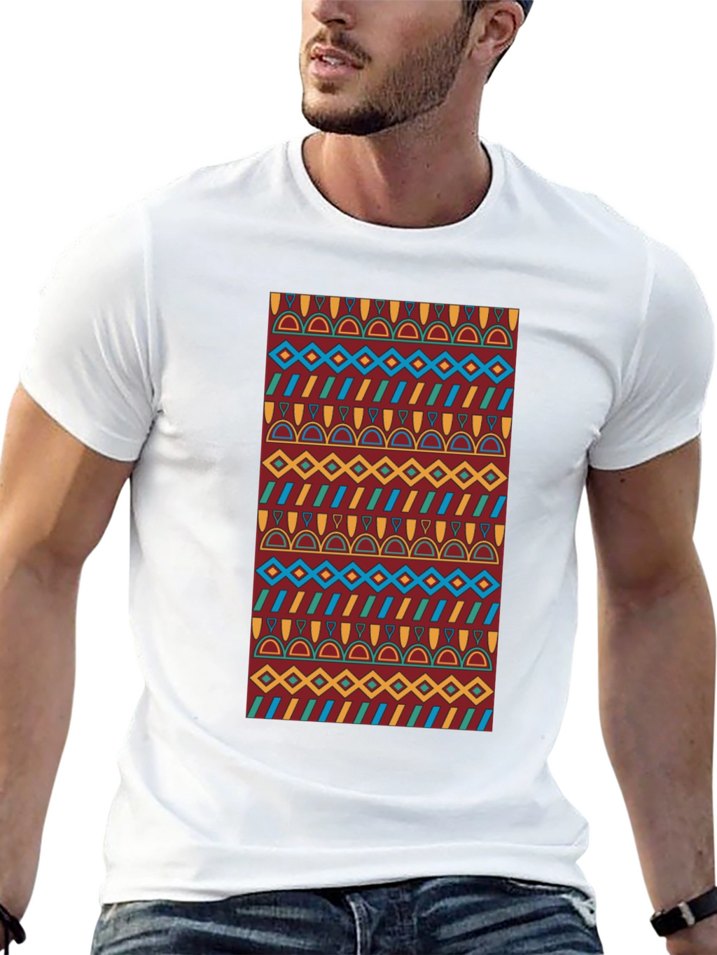 Patterned Graphic Print Tee - Casual Style