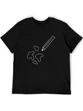 Mens Black T-Shirt with Pencil Graphic