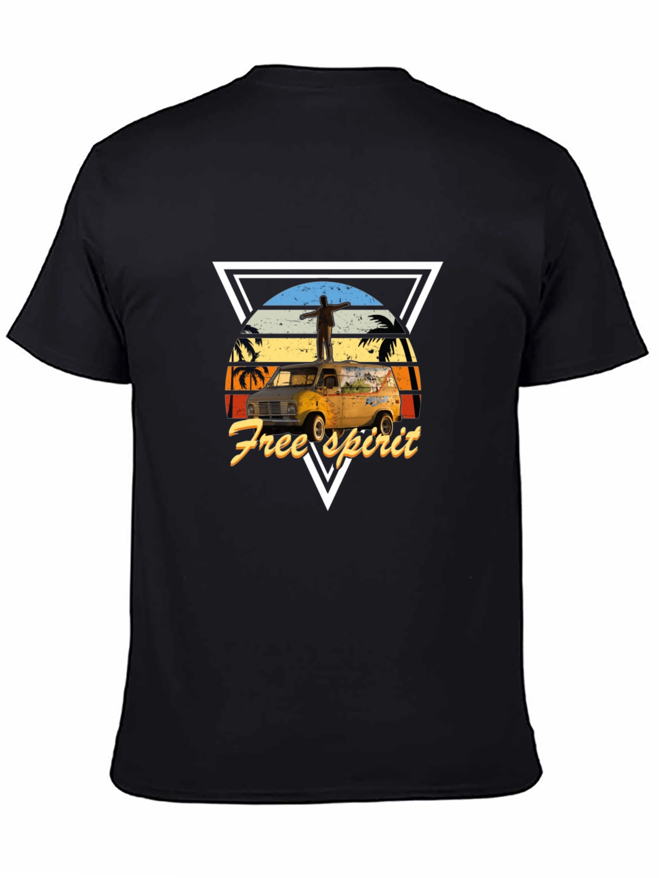 Free Spirit Van Graphic Tee - Black Cotton Blend