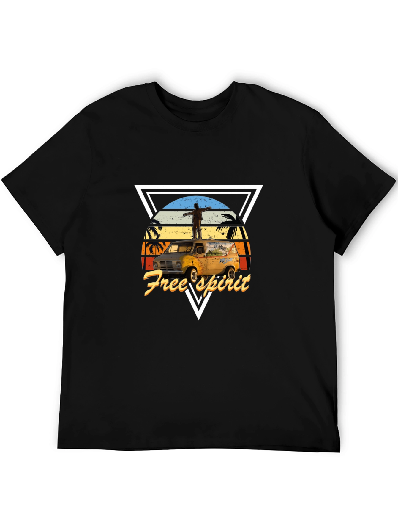 Free Spirit Van Graphic Tee - Black Cotton Blend