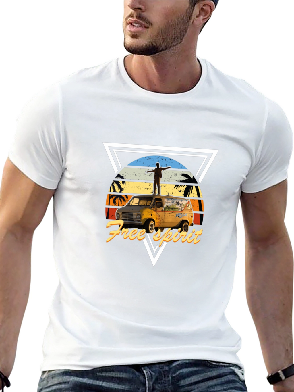 Free Spirit Van Graphic Tee - Black Cotton Blend