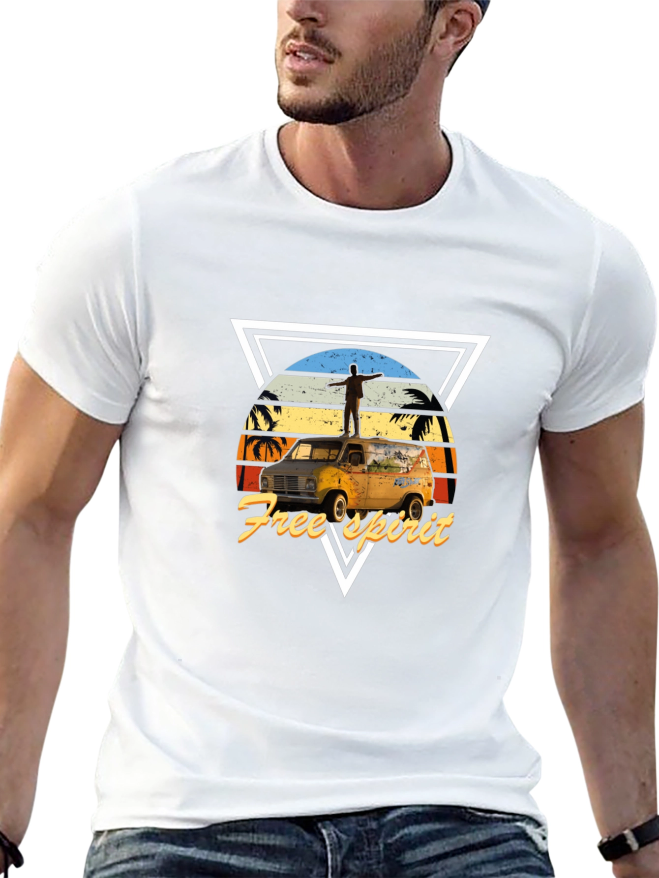 Free Spirit Van Graphic Tee - Black Cotton Blend