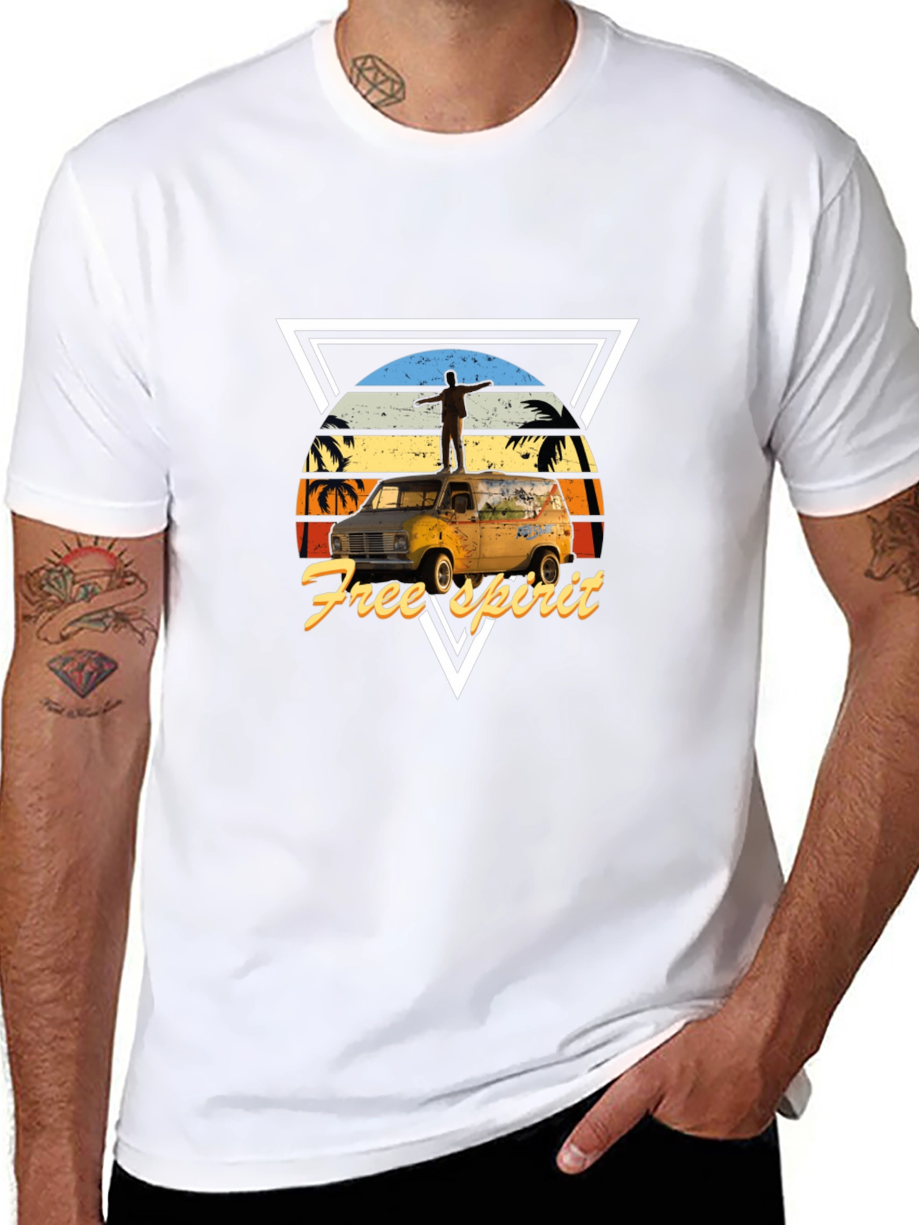 Free Spirit Van Graphic Tee - Black Cotton Blend