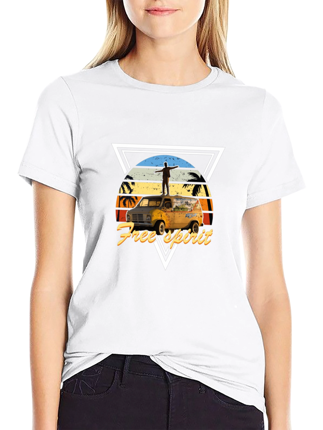 Free Spirit Van Graphic Tee - Black Cotton Blend