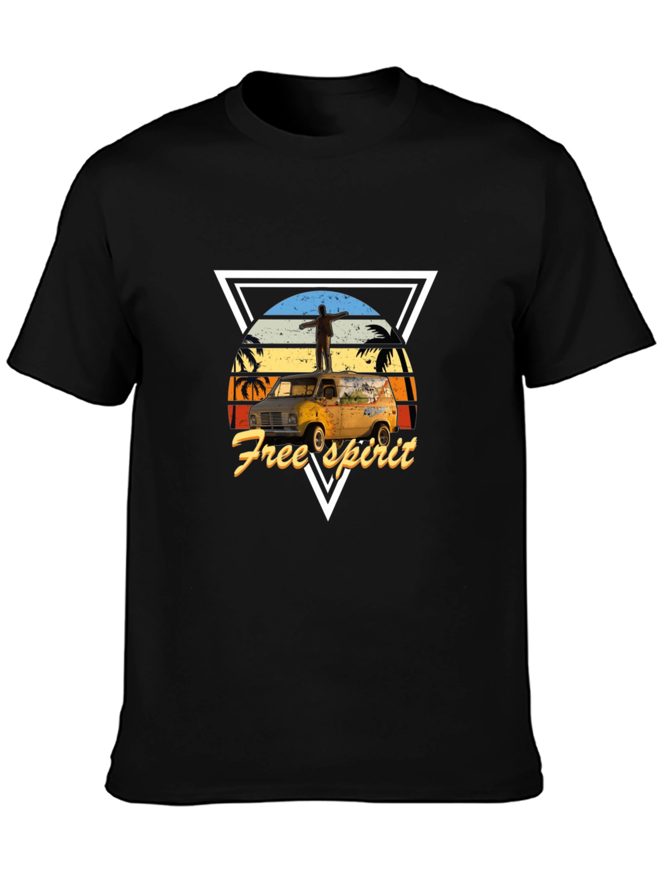 Free Spirit Van Graphic Tee - Black Cotton Blend
