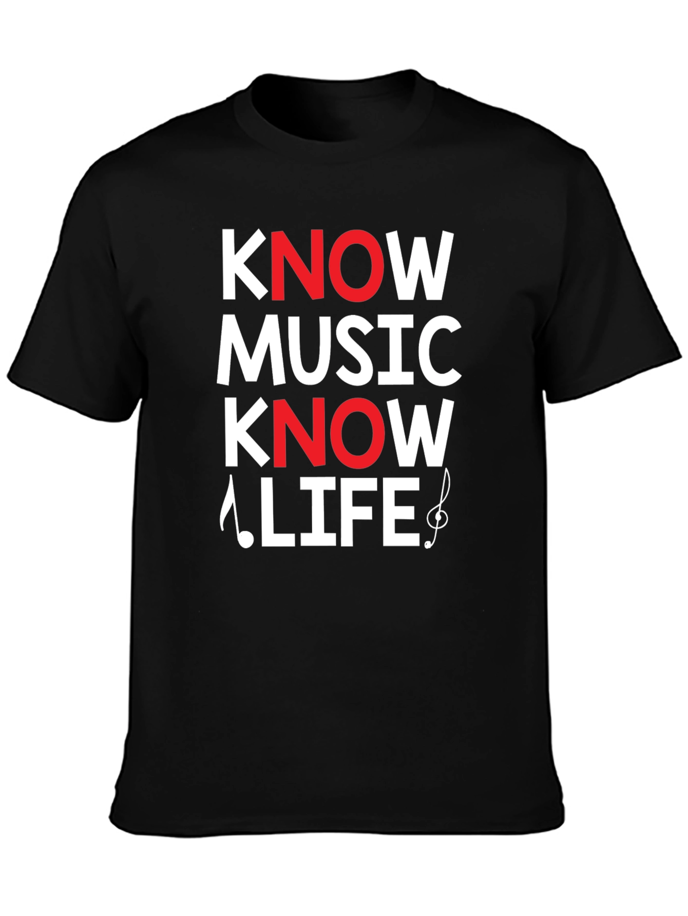 Know Music Know Life Graphic Tee - Black Cotton Casual T-Shirt