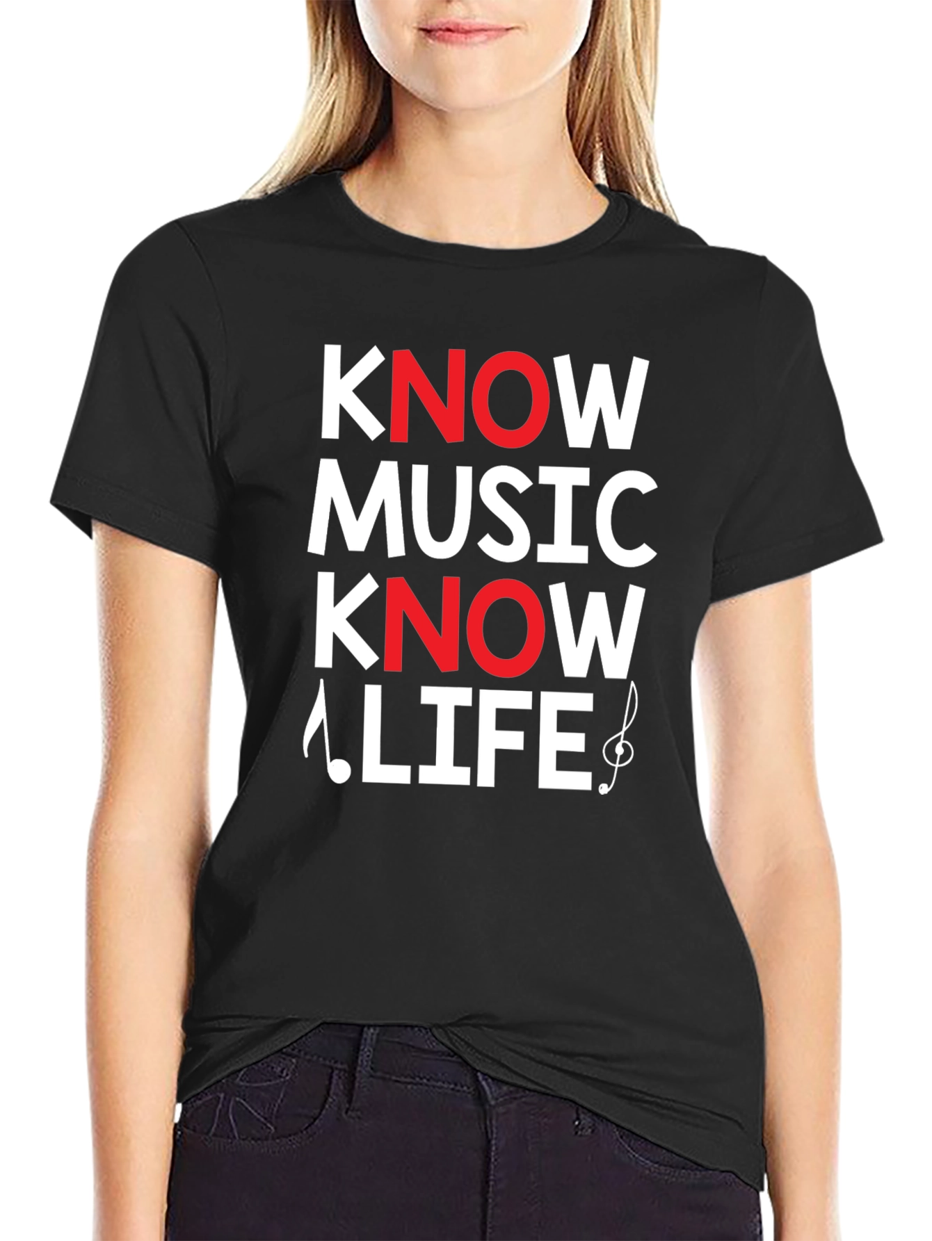 Know Music Know Life Graphic Tee - Black Cotton Casual T-Shirt