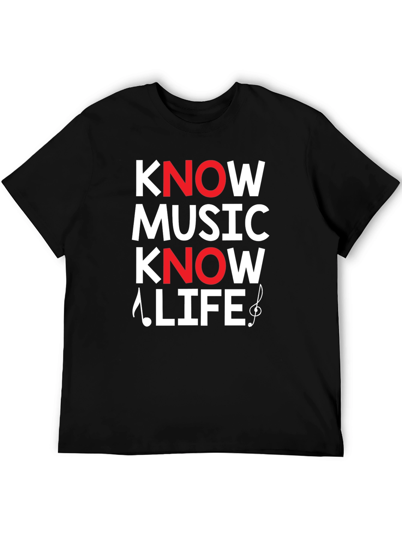 Know Music Know Life Graphic Tee - Black Cotton Casual T-Shirt