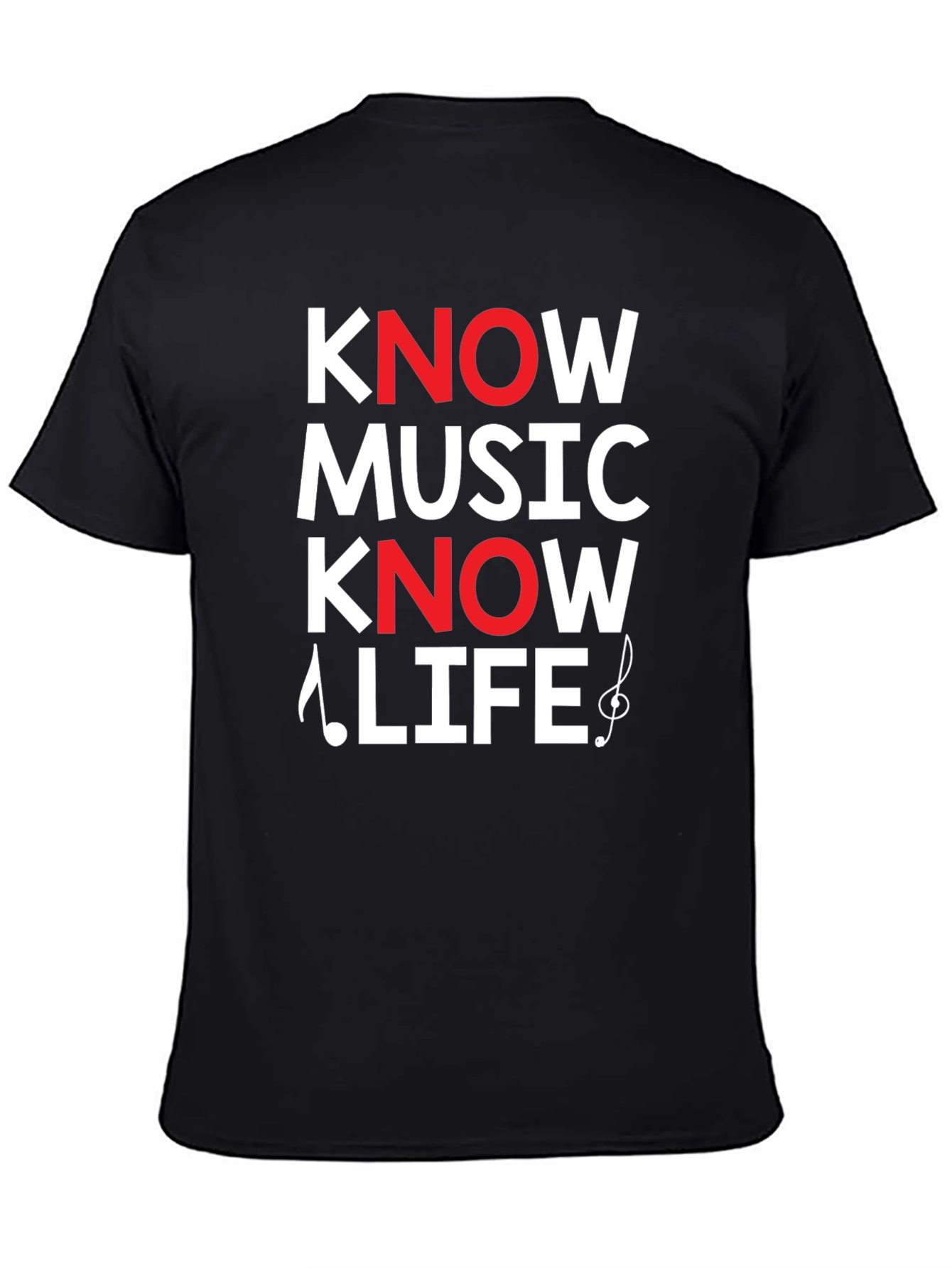 Know Music Know Life Graphic Tee - Black Cotton Casual T-Shirt