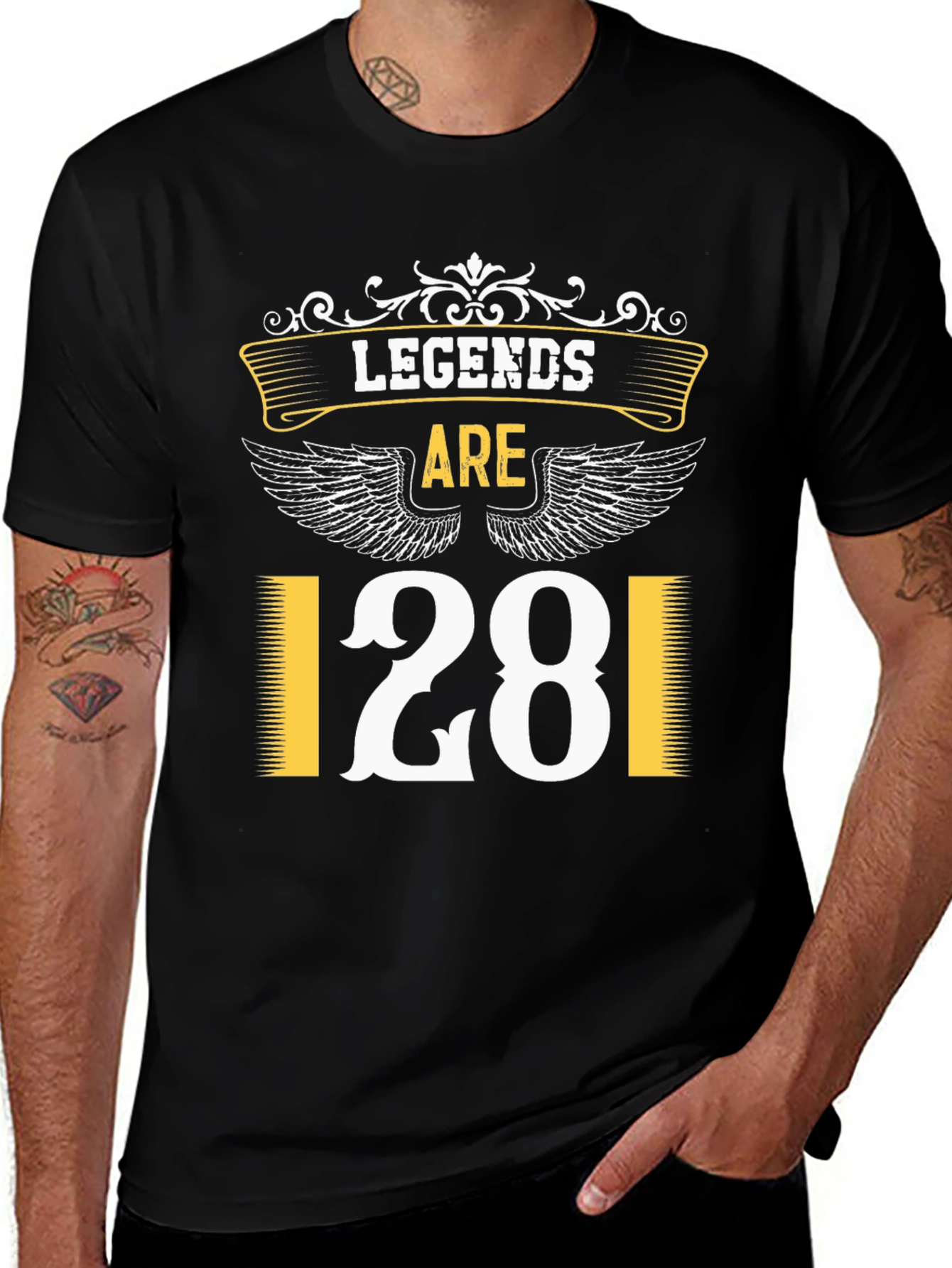 Legends Are 28 T-Shirt Black Tee Birthday Gift