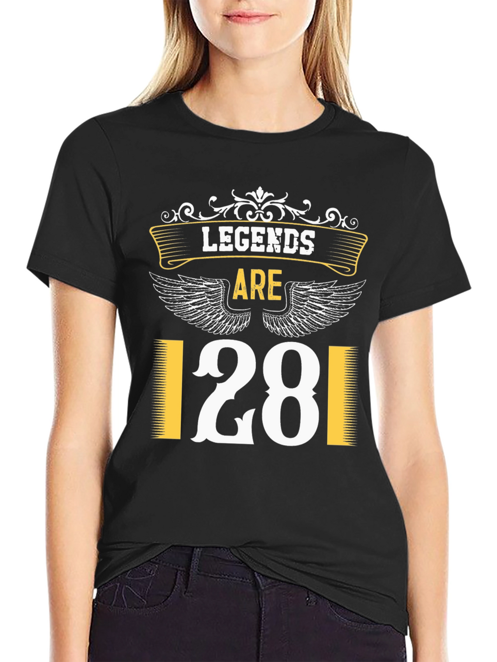 Legends Are 28 T-Shirt Black Tee Birthday Gift
