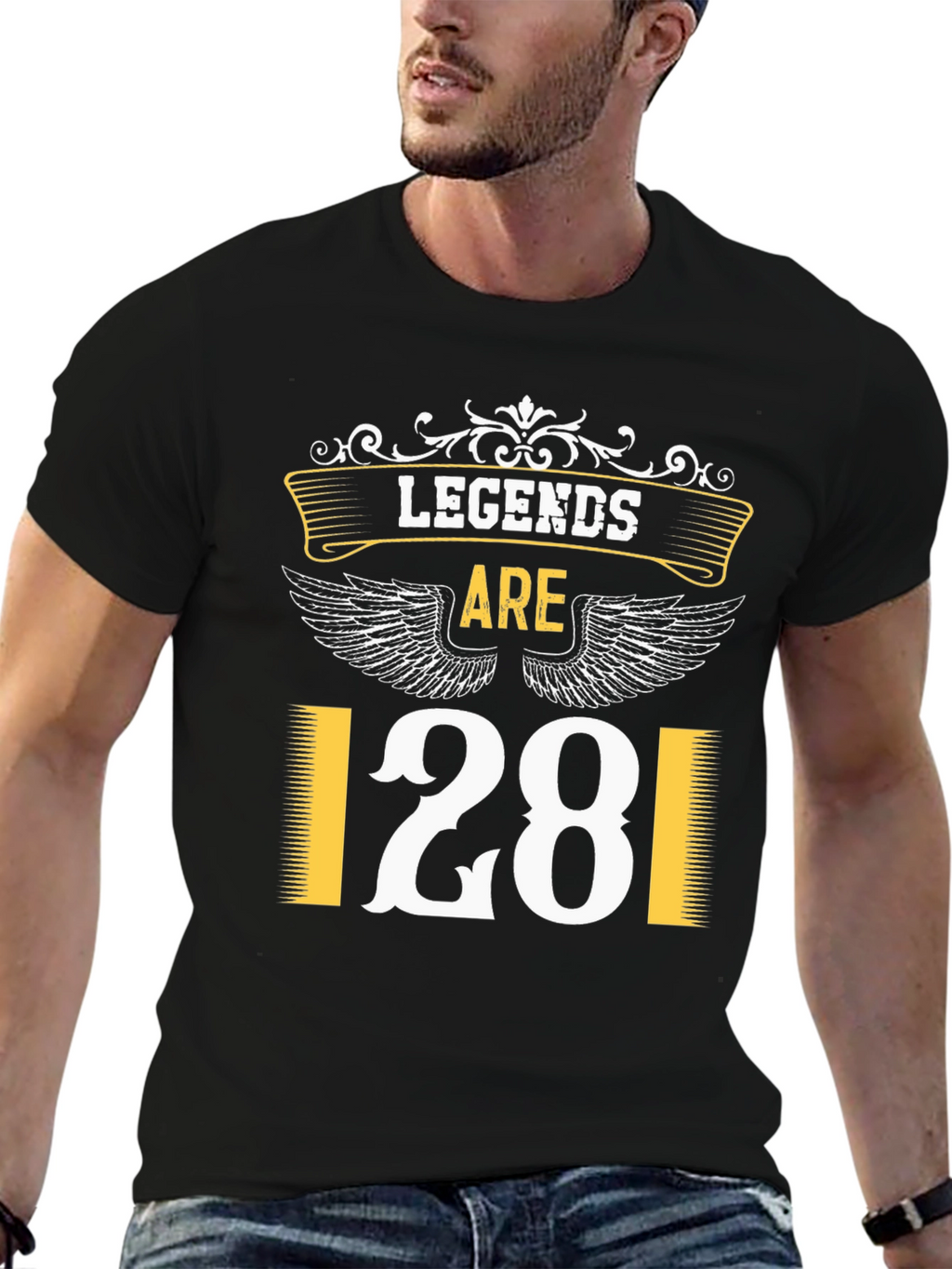 Legends Are 28 T-Shirt Black Tee Birthday Gift