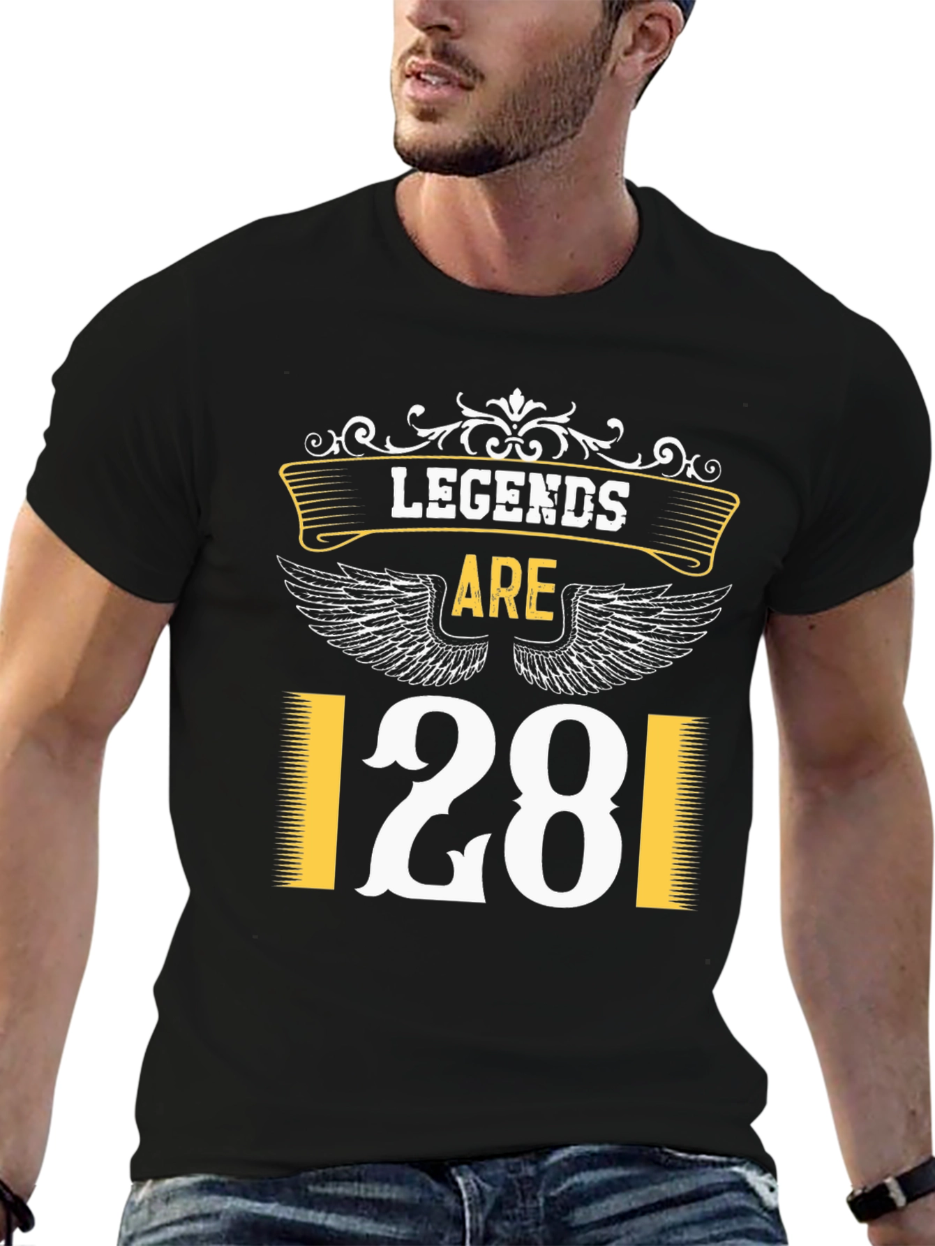 Legends Are 28 T-Shirt Black Tee Birthday Gift