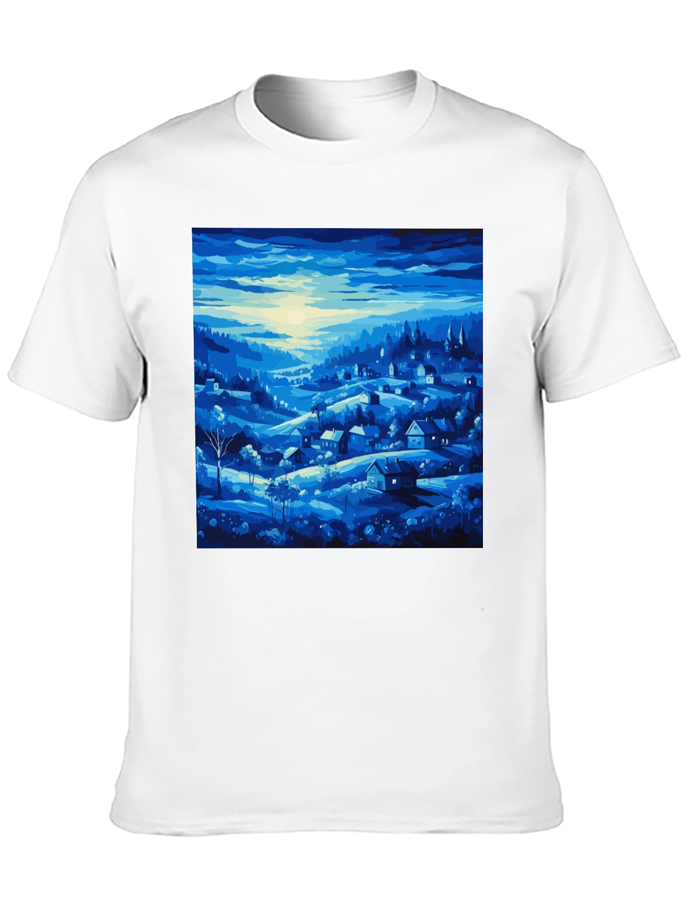 Blue Village Print Tee - Stylish Mens T-Shirt
