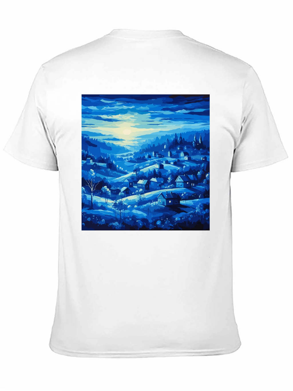 Blue Village Print Tee - Stylish Mens T-Shirt