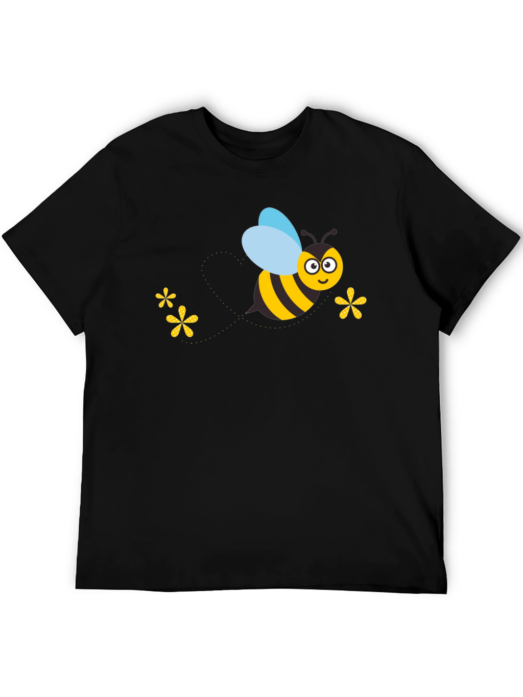 Black T-Shirt with Cartoon Bee Graphic