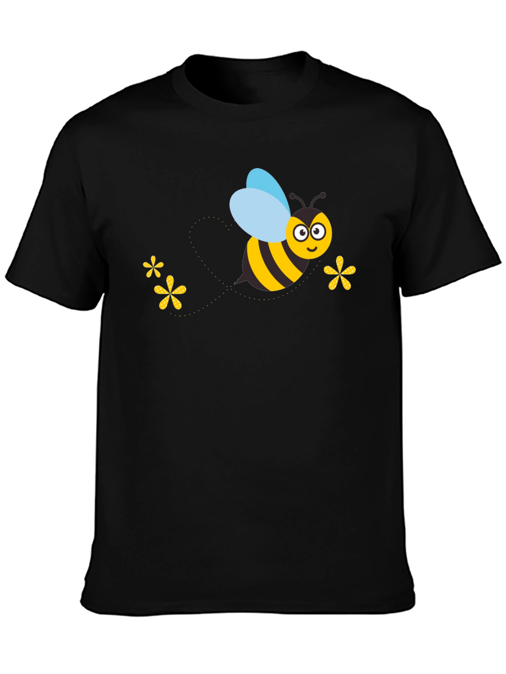 Black T-Shirt with Cartoon Bee Graphic