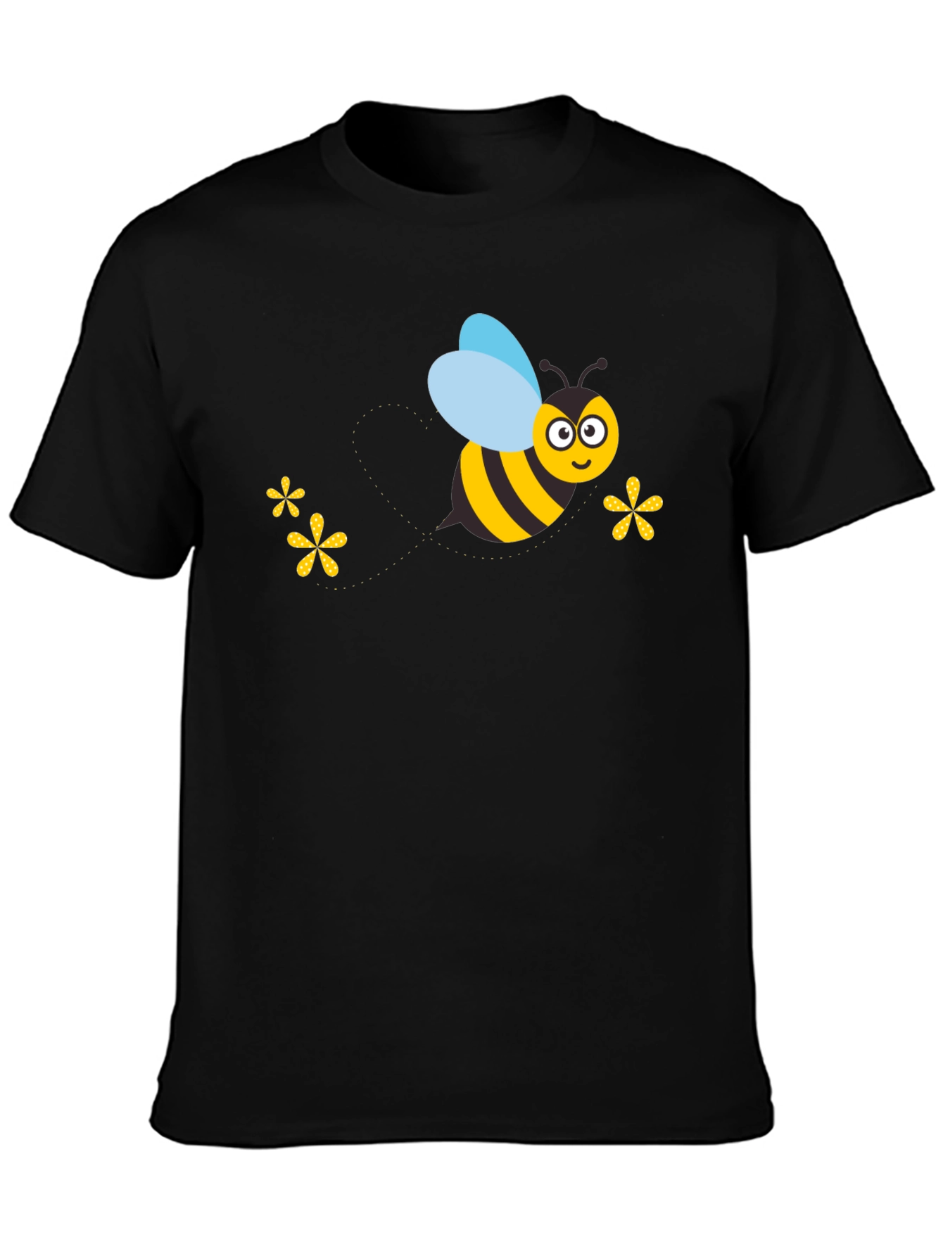 Black T-Shirt with Cartoon Bee Graphic