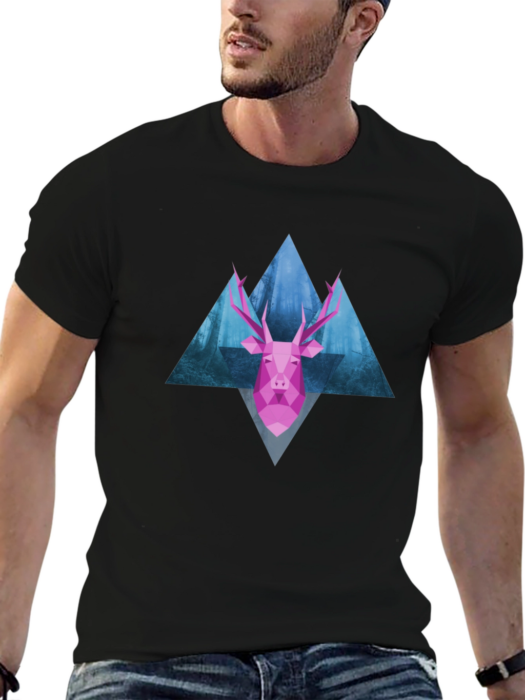 Geometric Deer T-Shirt - Modern Graphic Tee