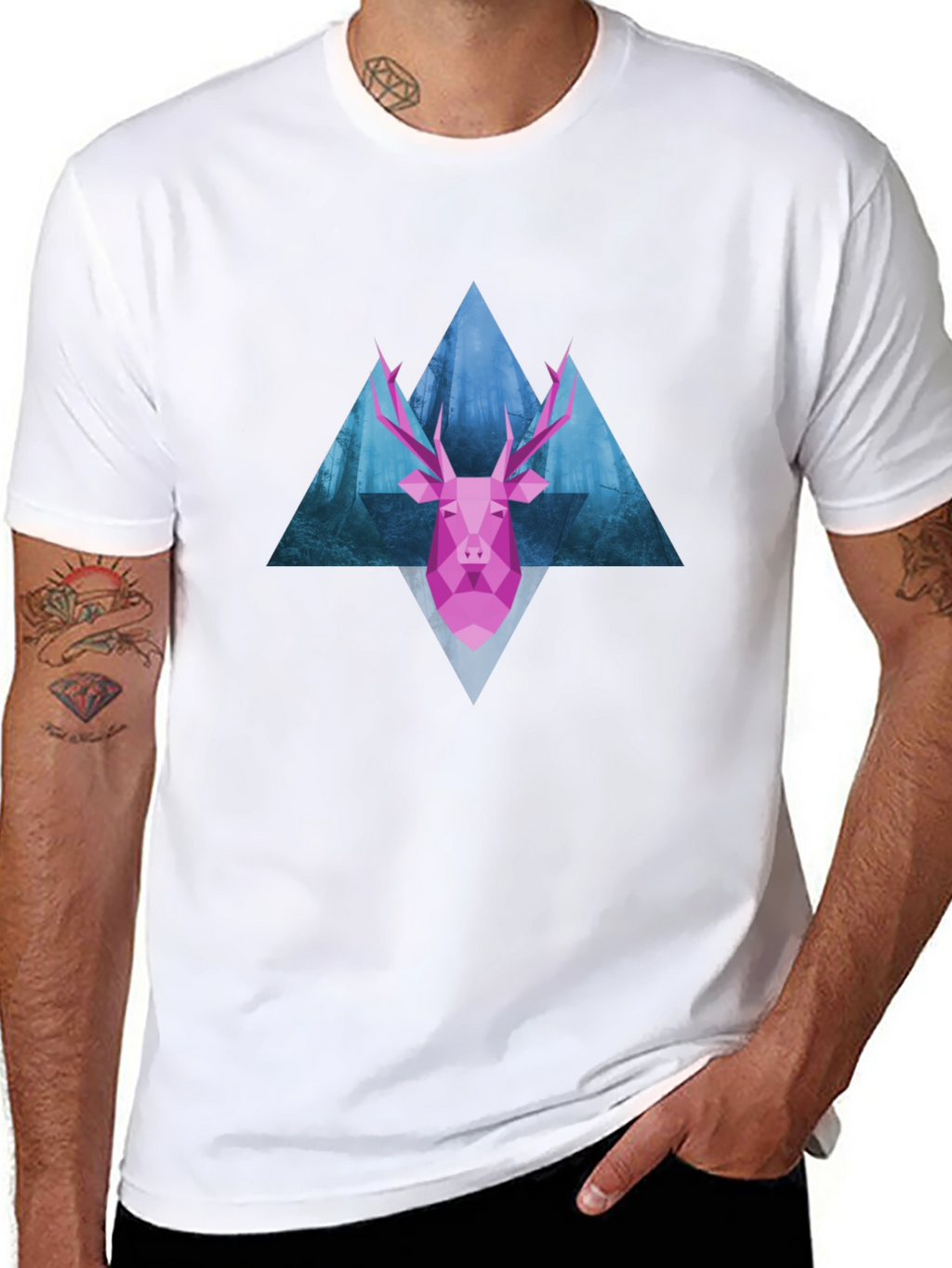 Geometric Deer T-Shirt - Modern Graphic Tee