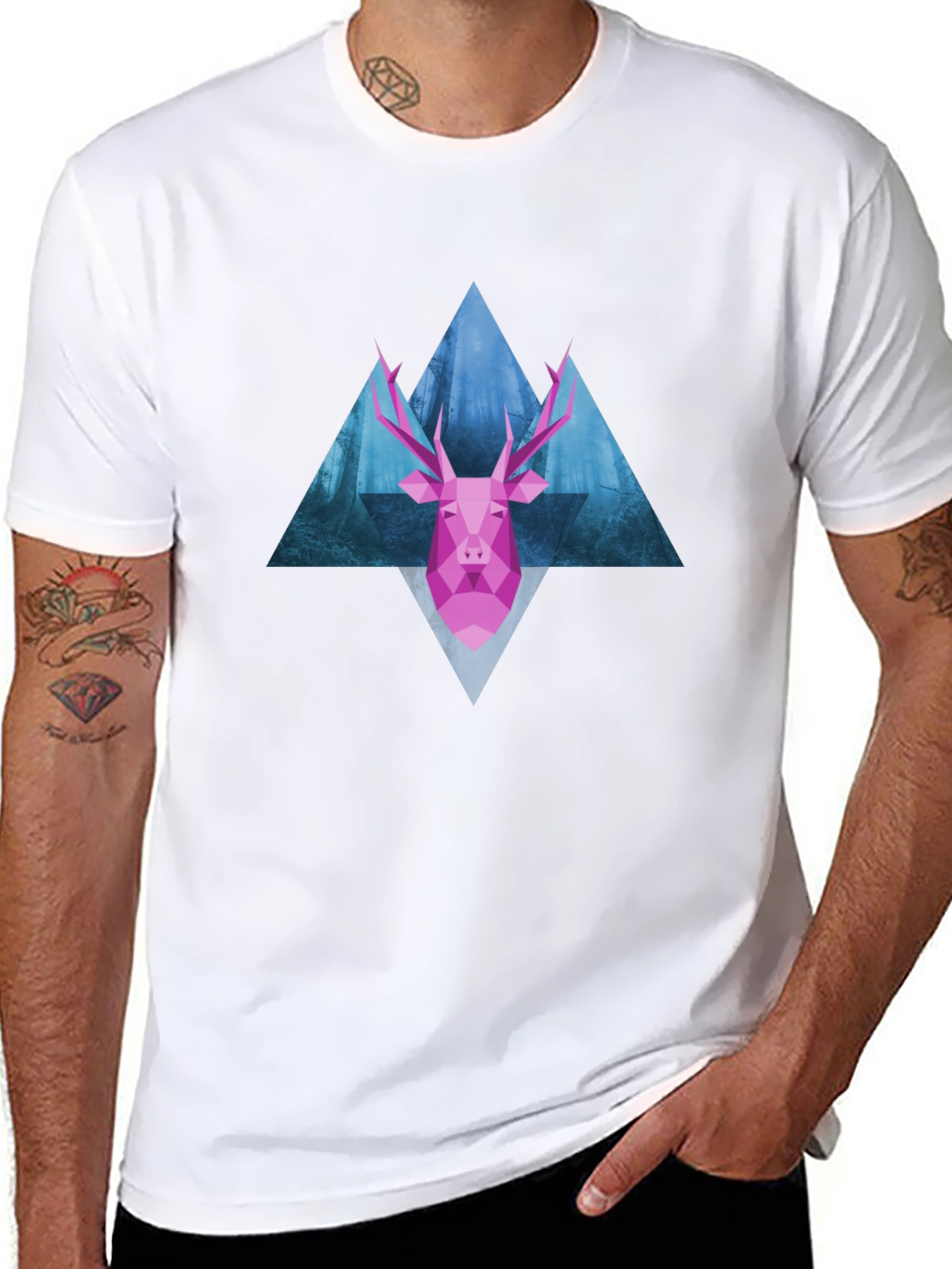 Geometric Deer T-Shirt - Modern Graphic Tee