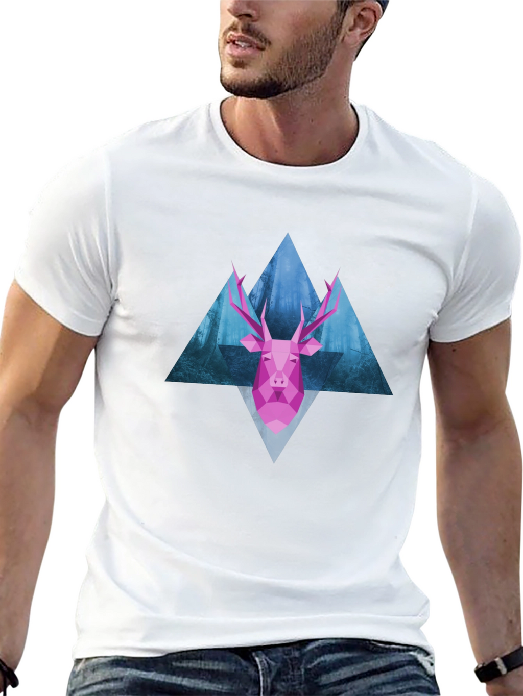 Geometric Deer T-Shirt - Modern Graphic Tee