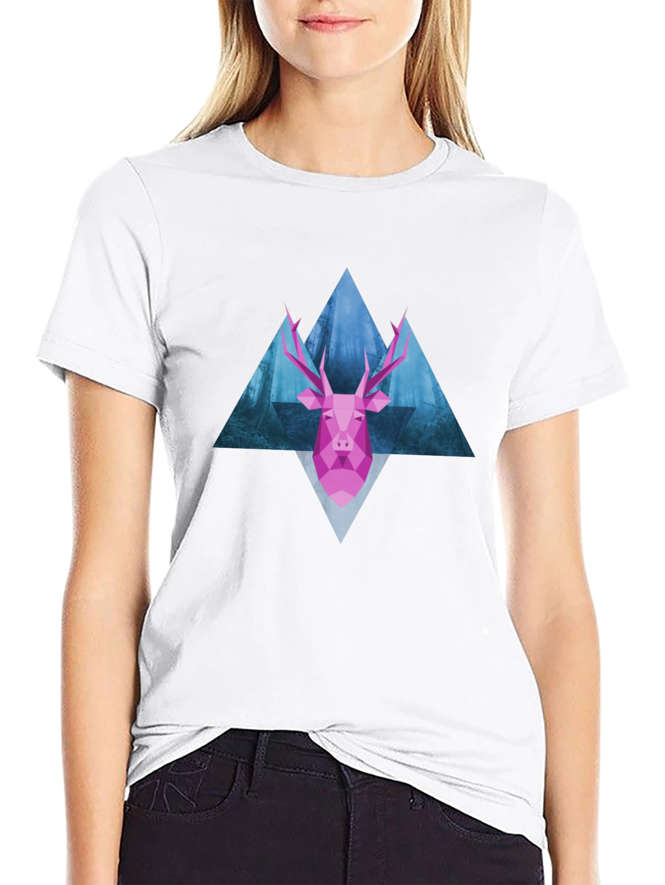 Geometric Deer T-Shirt - Modern Graphic Tee
