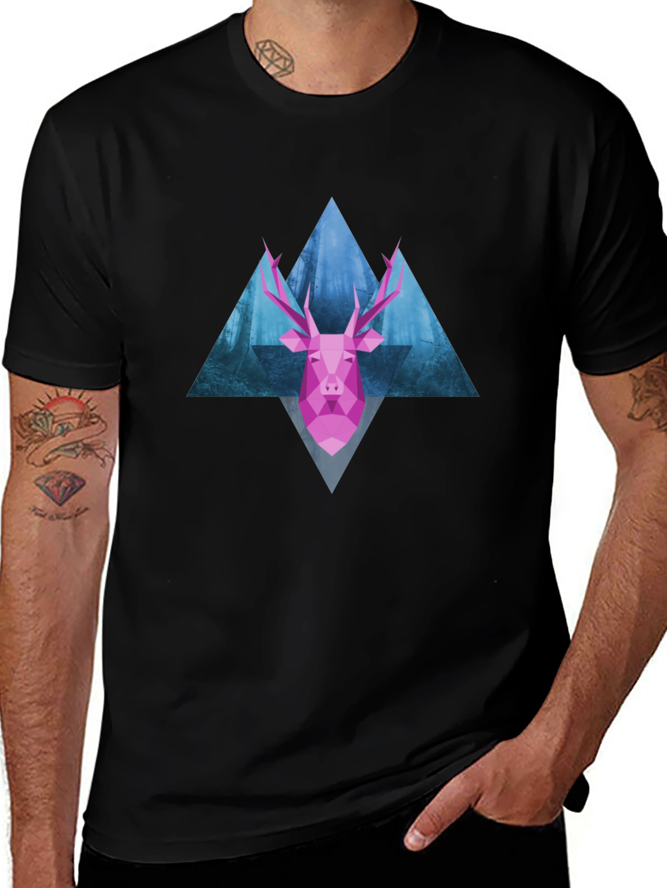 Geometric Deer T-Shirt - Modern Graphic Tee